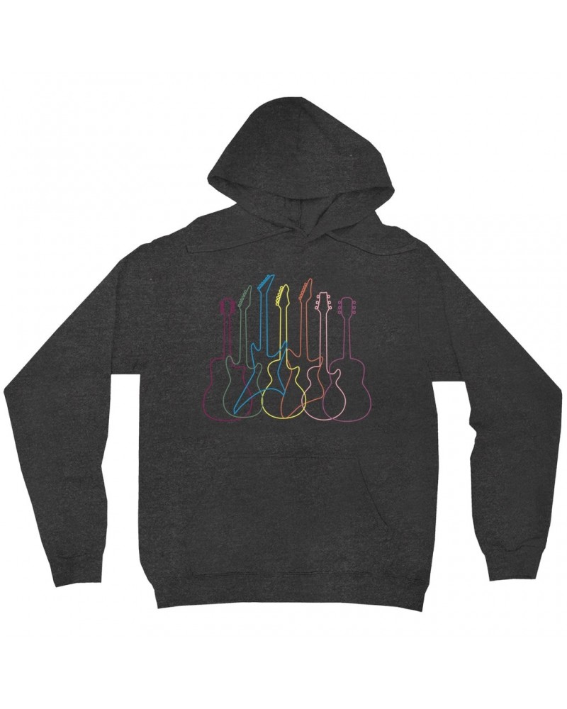 Music Life Hoodie | Spectrum Guitar Shapes Hoodie $5.45 Sweatshirts