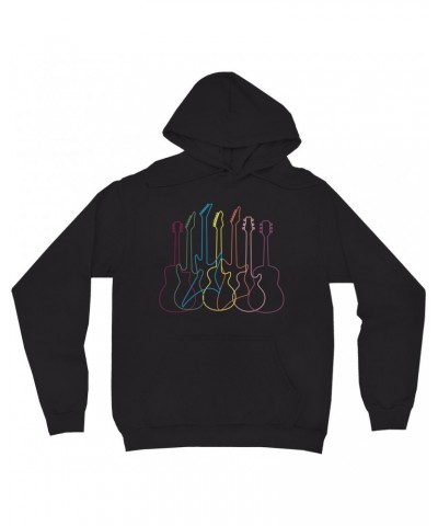 Music Life Hoodie | Spectrum Guitar Shapes Hoodie $5.45 Sweatshirts