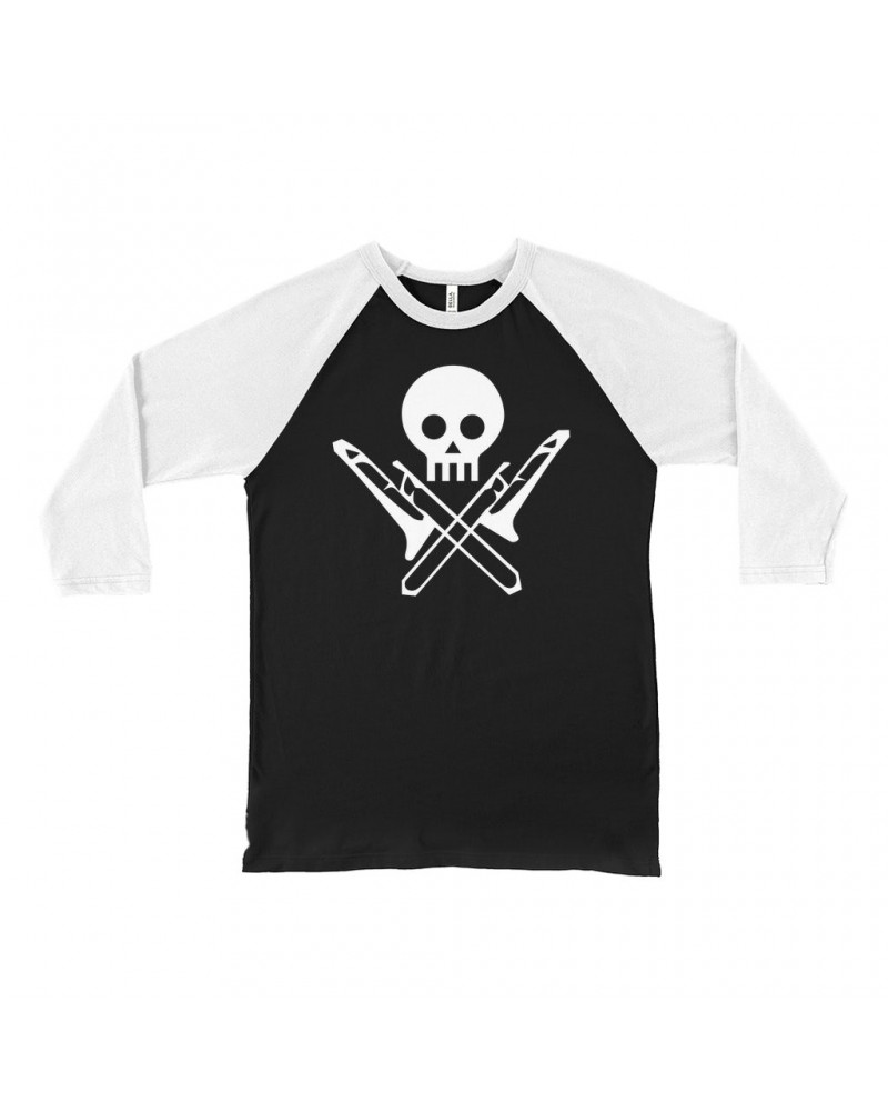 Music Life 3/4 Sleeve Baseball Tee | Skull And Trombones Shirt $4.37 Shirts