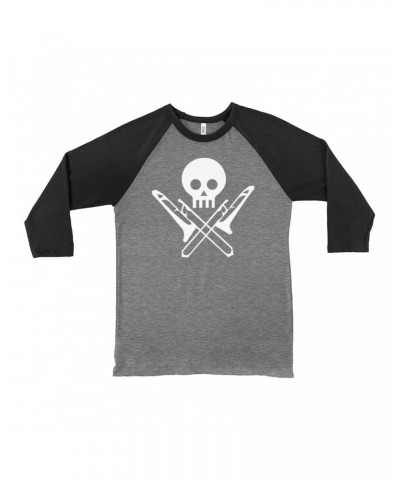 Music Life 3/4 Sleeve Baseball Tee | Skull And Trombones Shirt $4.37 Shirts