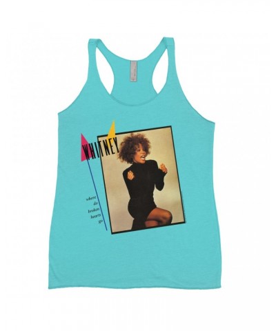 Whitney Houston Bold Colored Racerback Tank | Where Do Broken Hearts Go Album Cover Design Shirt $15.97 Shirts