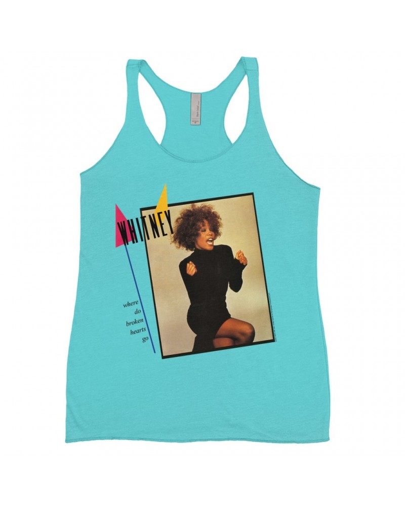 Whitney Houston Bold Colored Racerback Tank | Where Do Broken Hearts Go Album Cover Design Shirt $15.97 Shirts