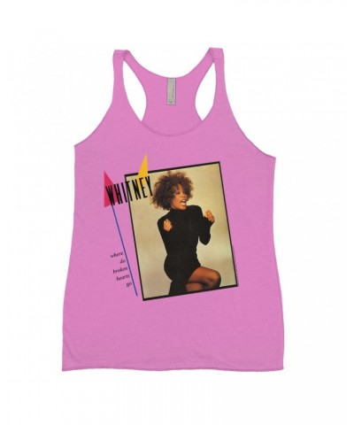 Whitney Houston Bold Colored Racerback Tank | Where Do Broken Hearts Go Album Cover Design Shirt $15.97 Shirts