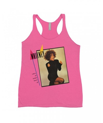 Whitney Houston Bold Colored Racerback Tank | Where Do Broken Hearts Go Album Cover Design Shirt $15.97 Shirts