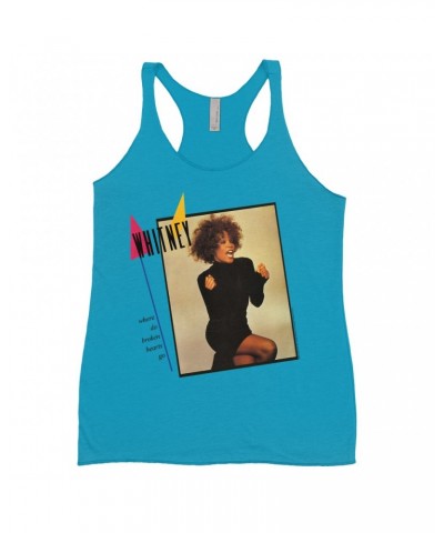 Whitney Houston Bold Colored Racerback Tank | Where Do Broken Hearts Go Album Cover Design Shirt $15.97 Shirts