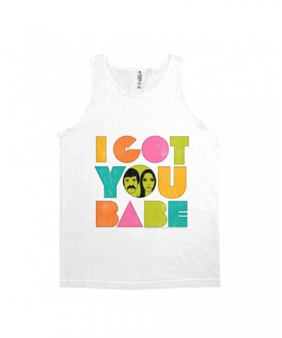 Sonny & Cher Unisex Tank Top | I Got You Babe Pastel Logo Distressed Shirt $6.44 Shirts