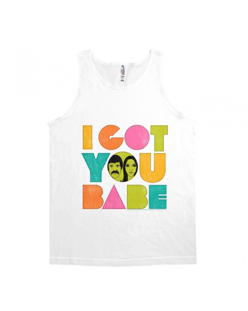 Sonny & Cher Unisex Tank Top | I Got You Babe Pastel Logo Distressed Shirt $6.44 Shirts