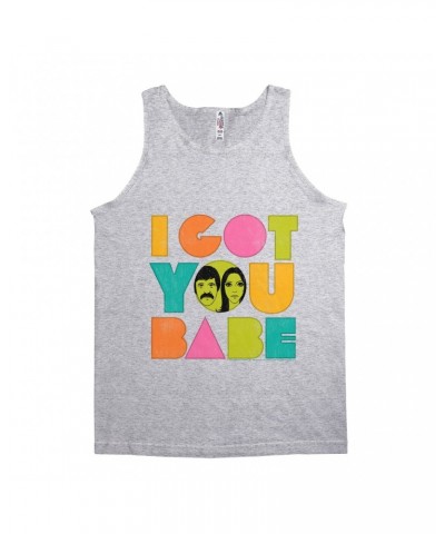 Sonny & Cher Unisex Tank Top | I Got You Babe Pastel Logo Distressed Shirt $6.44 Shirts