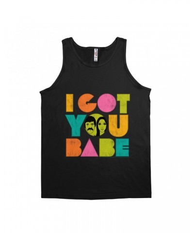 Sonny & Cher Unisex Tank Top | I Got You Babe Pastel Logo Distressed Shirt $6.44 Shirts