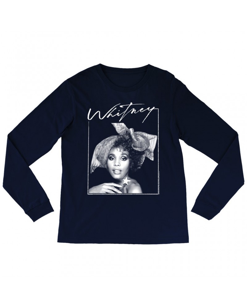 Whitney Houston Long Sleeve Shirt | 1987 Whitney Signature And White Photo Image Shirt $1.52 Shirts