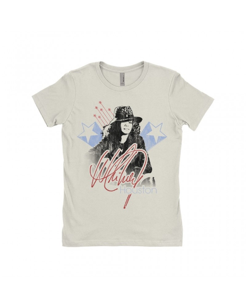 Whitney Houston Ladies' Boyfriend T-Shirt | Shooting Stars Image Shirt $10.57 Shirts