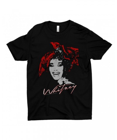 Whitney Houston T-Shirt | 1987 Red Scarf Photo Design With Logo Distressed Shirt $3.72 Shirts