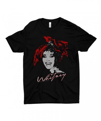 Whitney Houston T-Shirt | 1987 Red Scarf Photo Design With Logo Distressed Shirt $3.72 Shirts