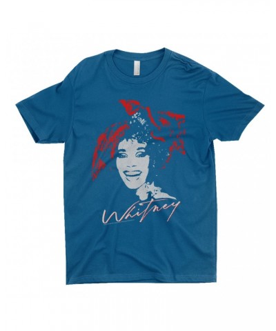 Whitney Houston T-Shirt | 1987 Red Scarf Photo Design With Logo Distressed Shirt $3.72 Shirts