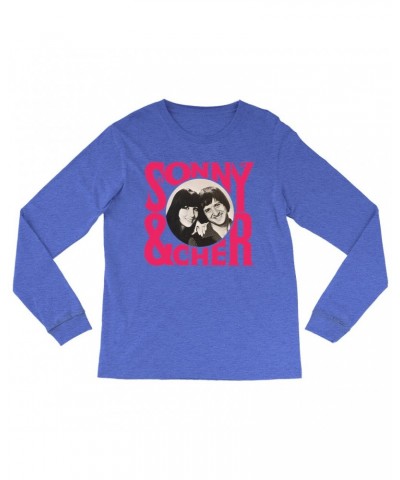 Sonny & Cher Heather Long Sleeve Shirt | Retro Pink Logo And Photo Shirt $9.21 Shirts