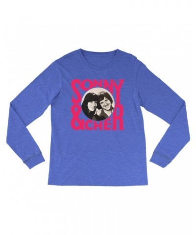 Sonny & Cher Heather Long Sleeve Shirt | Retro Pink Logo And Photo Shirt $9.21 Shirts