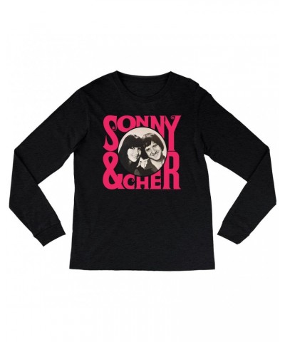 Sonny & Cher Heather Long Sleeve Shirt | Retro Pink Logo And Photo Shirt $9.21 Shirts