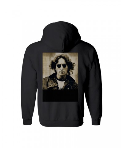 John Lennon Zip-Up Hoodie | Peace Sepia Portrait Hoodie $13.87 Sweatshirts