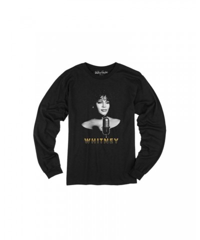 Whitney Houston Black & White Microphone Longsleeve T-Shirt $5.43 Shirts