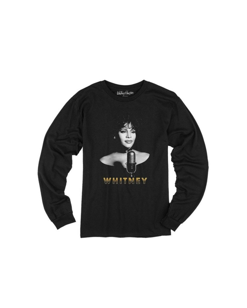 Whitney Houston Black & White Microphone Longsleeve T-Shirt $5.43 Shirts