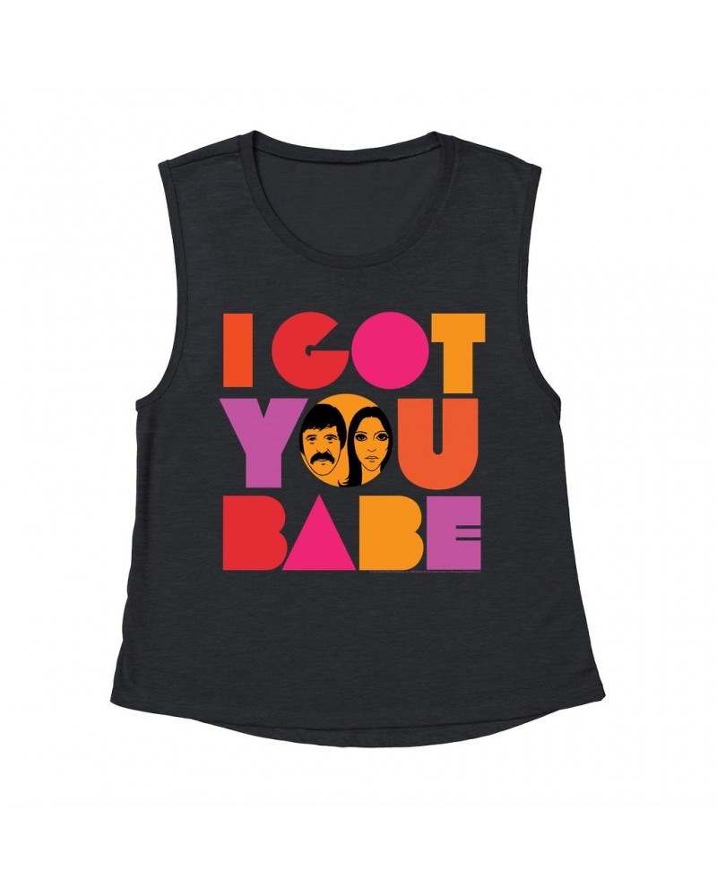 Sonny & Cher Ladies' Muscle Tank Top | I Got You Babe Bright Logo Image Shirt $5.99 Shirts