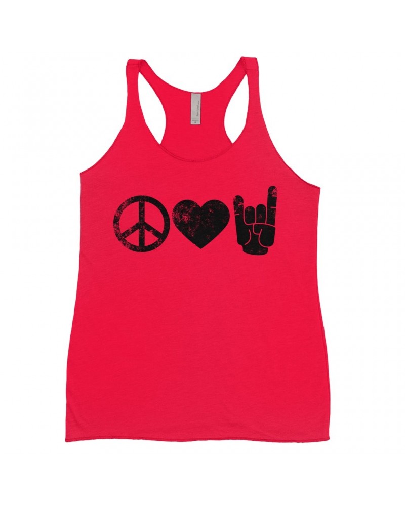 Music Life Ladies' Tank Top | Peace Love Rock n' Roll Shirt $7.05 Shirts