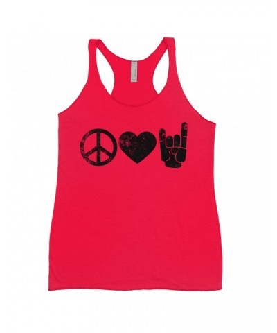 Music Life Ladies' Tank Top | Peace Love Rock n' Roll Shirt $7.05 Shirts