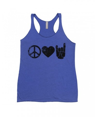 Music Life Ladies' Tank Top | Peace Love Rock n' Roll Shirt $7.05 Shirts