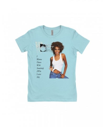 Whitney Houston Ladies' Boyfriend T-Shirt | I Wanna Dance With Somebody Album Cover Shirt $13.49 Shirts