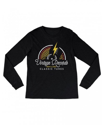 Music Life Heather Long Sleeve Shirt | Classic Vintage Records Shirt $6.32 Shirts