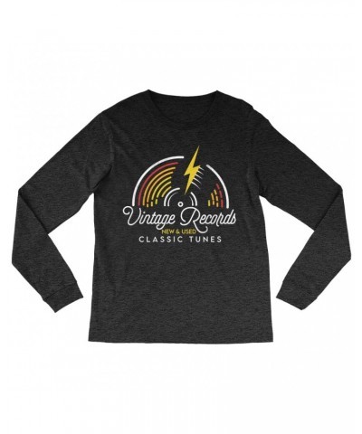 Music Life Heather Long Sleeve Shirt | Classic Vintage Records Shirt $6.32 Shirts