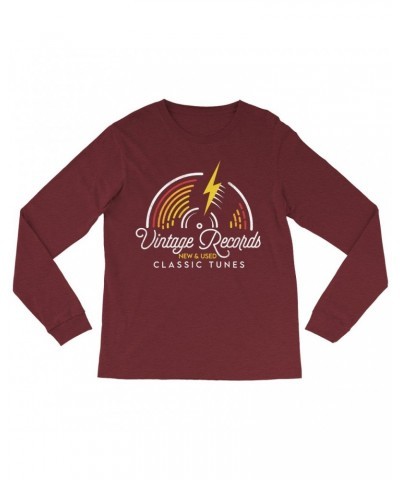 Music Life Heather Long Sleeve Shirt | Classic Vintage Records Shirt $6.32 Shirts