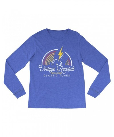 Music Life Heather Long Sleeve Shirt | Classic Vintage Records Shirt $6.32 Shirts