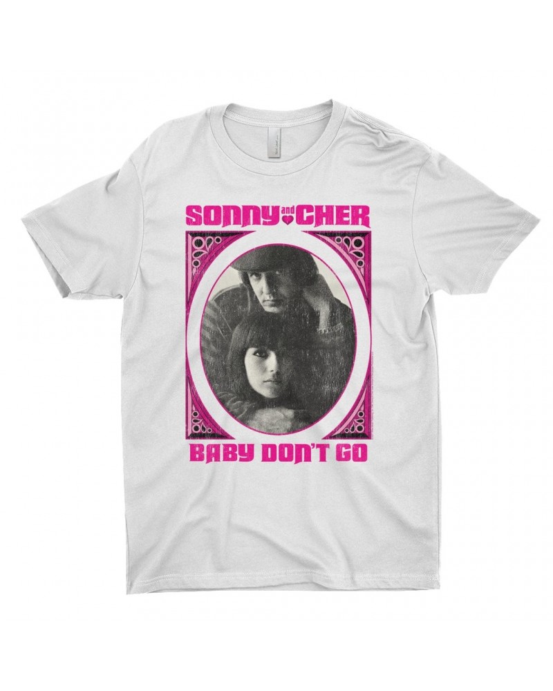 Sonny & Cher T-Shirt | Baby Don't Go Pink Frame Image Distressed Shirt $6.15 Shirts